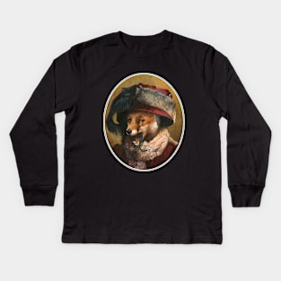 Edwardian Vintage Vixen Oval Kids Long Sleeve T-Shirt